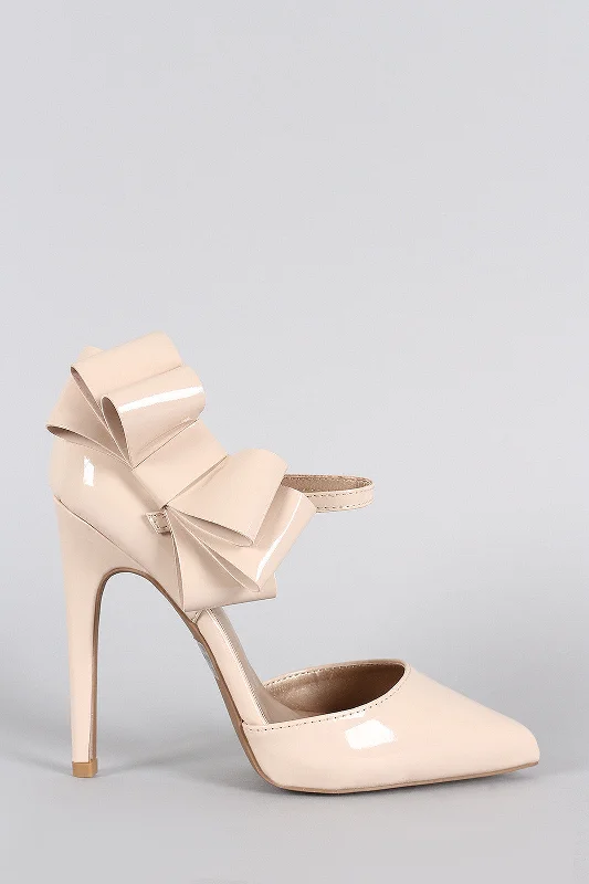 Women's ruffled stiletto heel pumps for a romantic styleQupid Lush Bow Mary Jane Dorsay Pump