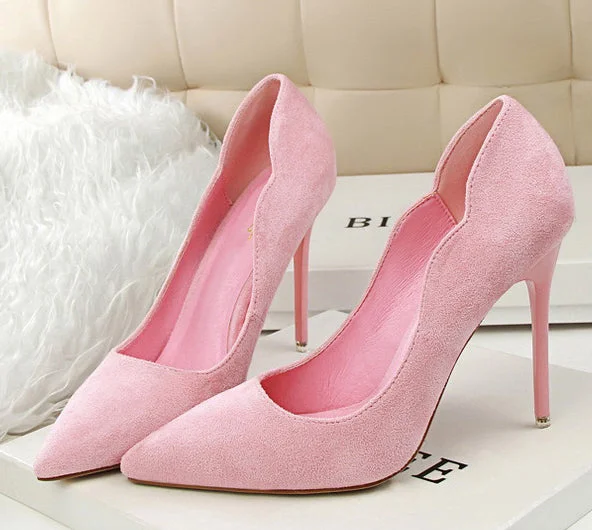 Women's non - slip stiletto heel pumps for safety on slippery floorsWomen Pumps Casual High Heels Pointed Toe Ladies Shoes Flock Fashion Women Shoes Heels Hight 10.5cm