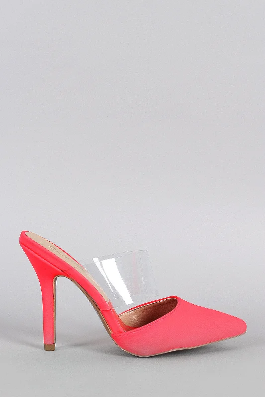 Women's velvet - covered stiletto heel pumps for a luxurious lookQupid Neon Lucite Pointy Toe Pump