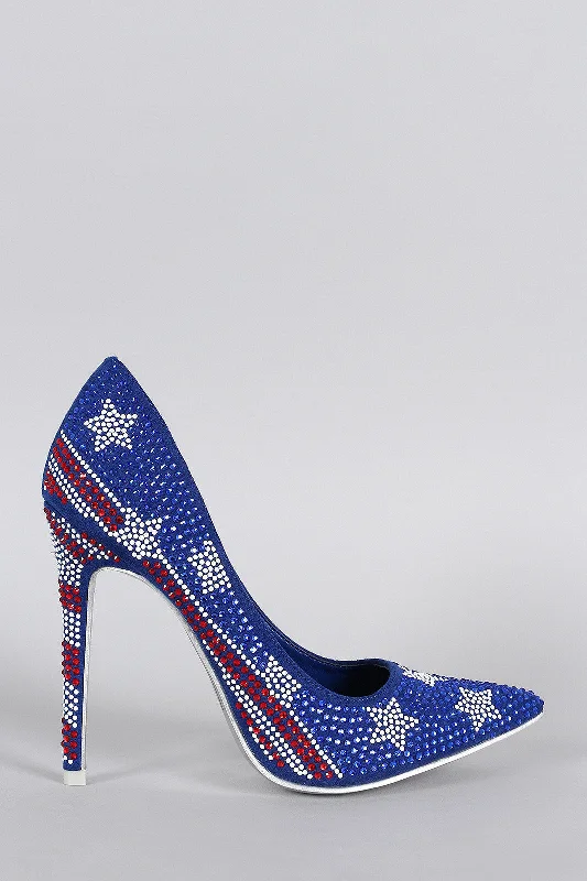 Women's charcoal gray stiletto heel pumps for a neutral yet stylish optionShoe Republic Stars and Stripes Pump