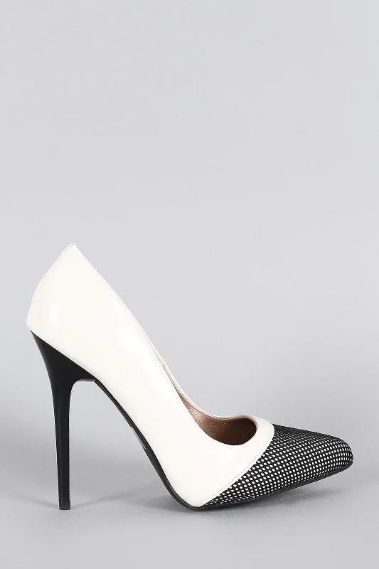 Women's office - appropriate stiletto heel pumps with a low - heel optionQupid Snow Ice Mesh Pointy Toe Pump