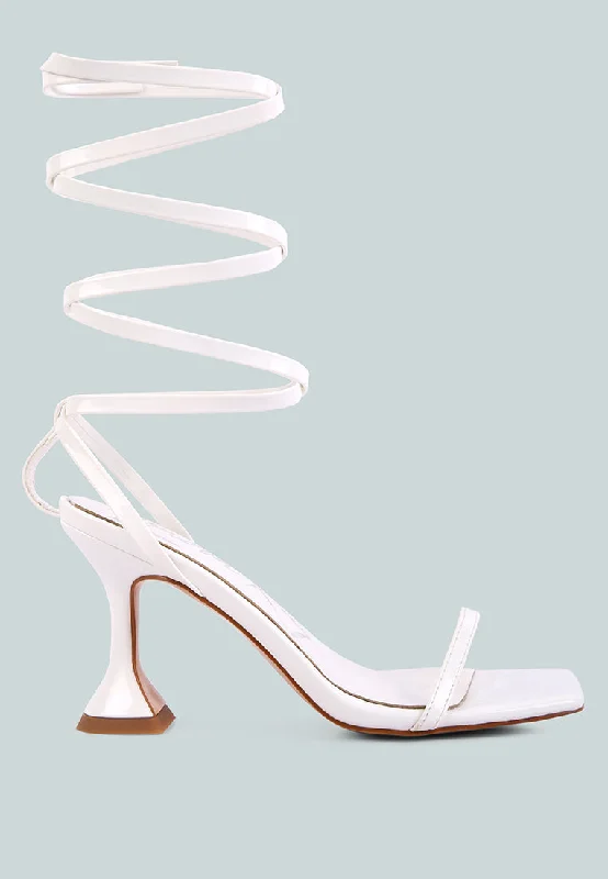 Women's platform stiletto heel pumps with a chunky solelewk strappy tie up spool heel sandals