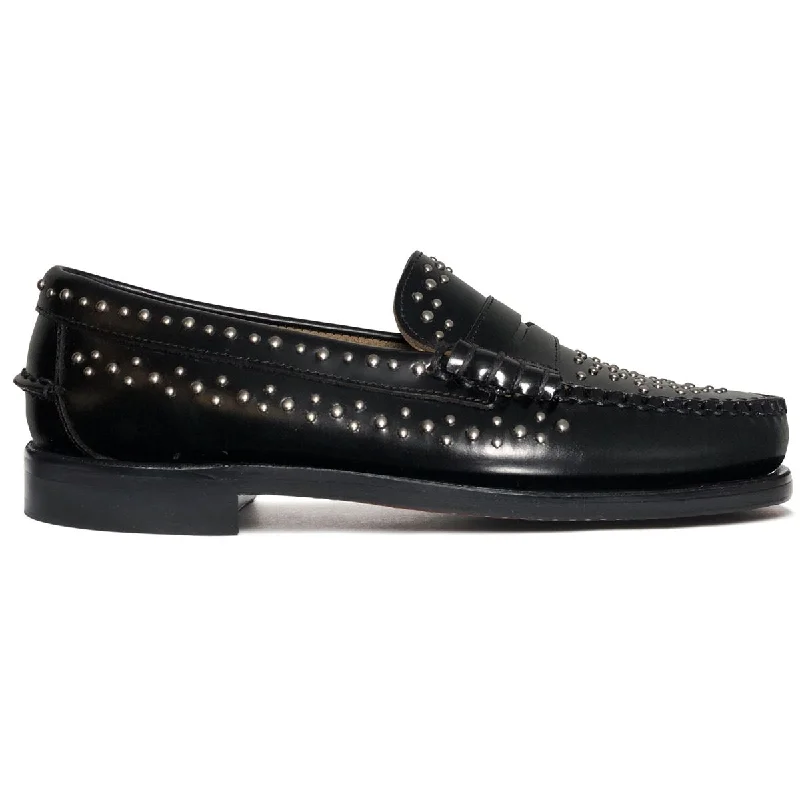 Sustainable Women's Recycled Material Loafers in Gray for Eco - Conscious ShoppersDan Studs Woman - Black