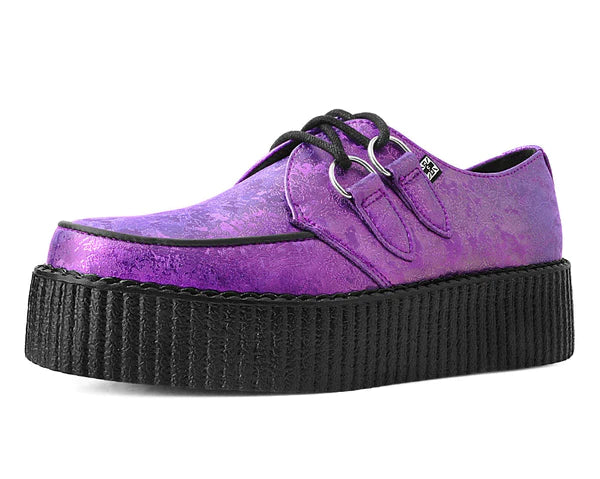 Plus Size Women's Wide - Fit Oxfords with Double Stitching in Black for DurabilityPurple Metallic Blossom Creeper from TUK