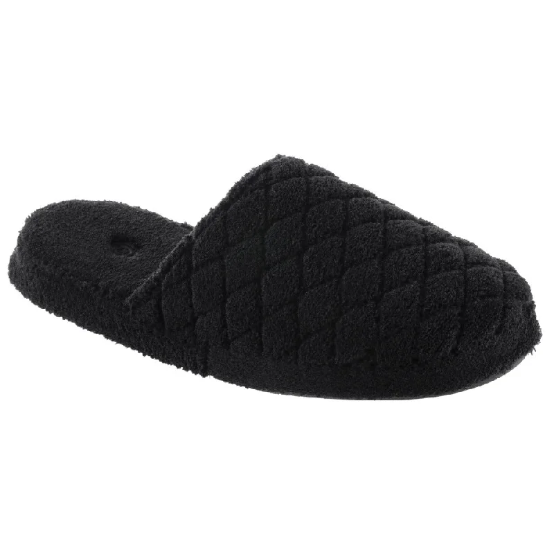 Plus Size Women's Open - Toe Slippers with a Velcro Strap in Black for Easy AdjustmentWomen's Spa Quilted Clog with Cloud Contour® Cushion