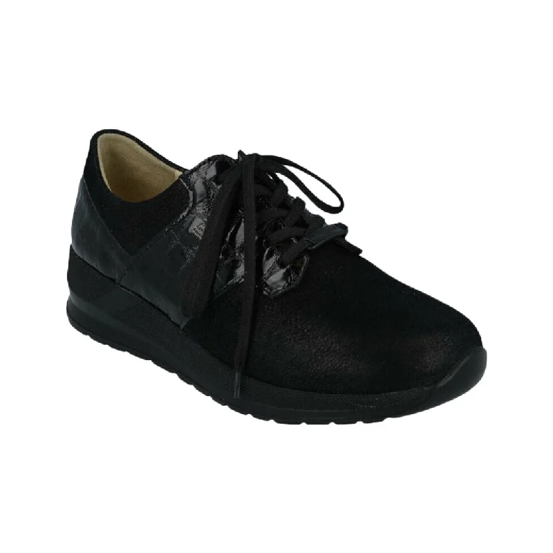 Non - Slip Rubber Sole Women's Oxfords in Navy for Wet and Slippery ConditionsFinn Comfort Women's Caino - Black Stretch/Croc Leather