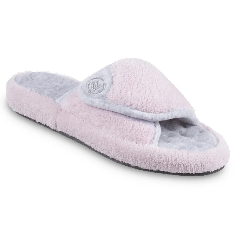 Women's Slippers with a Built - in Heel in Black for a Slightly Elevated LookWomen’s Microterry Spa Slide Slippers