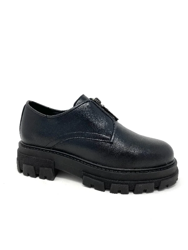 Women's Tassel - Trimmed Oxfords with a Low Heel in Olive Green for a Trendy TwistPenelope Zip Shoe in Black from Novacas