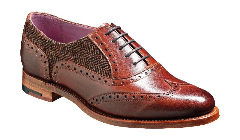 Elastic Goring Side Women's Oxfords in Teal for Easy On - and - OffFreya - Walnut Calf / Brown Tweed