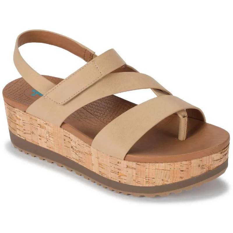 Sustainable Women's Recycled Material Sandals in Beige for Eco - Conscious ShoppersSustainable Women's Recycled Material Sandals in Beige for Eco - Conscious ShoppersBaretraps Womens Faux Leather Thong Flatform Sandals