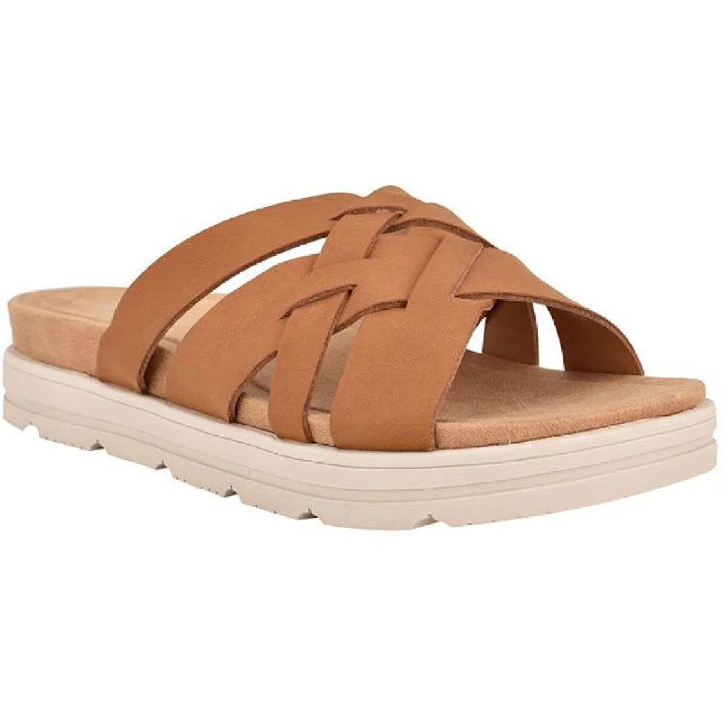 Women's Leather - Strapped Sandals with a Braided Detail in Brown for a Rustic AppealEasy Spirit Womens Star  Padded Insole Flat Sandals