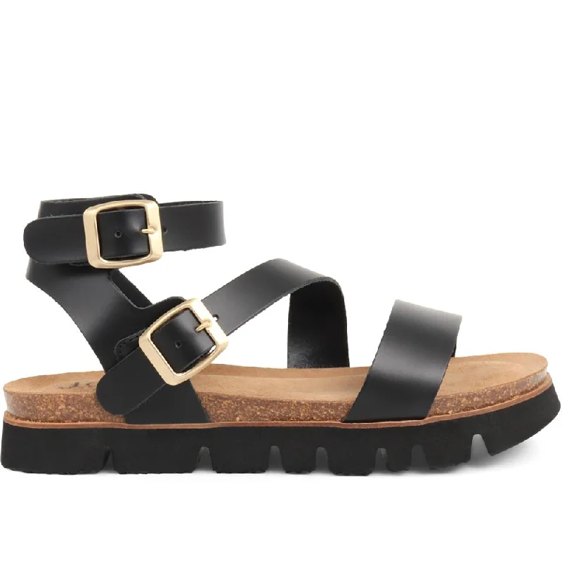 Women's Sandals with a Glitter - Coated Strap in Gold for a Sparkly Summer OutfitWomen's Sandals with a Glitter - Coated Strap in Gold for a Sparkly Summer OutfitTaneka Chunky Strappy Sandals - TANEKA / 323 848