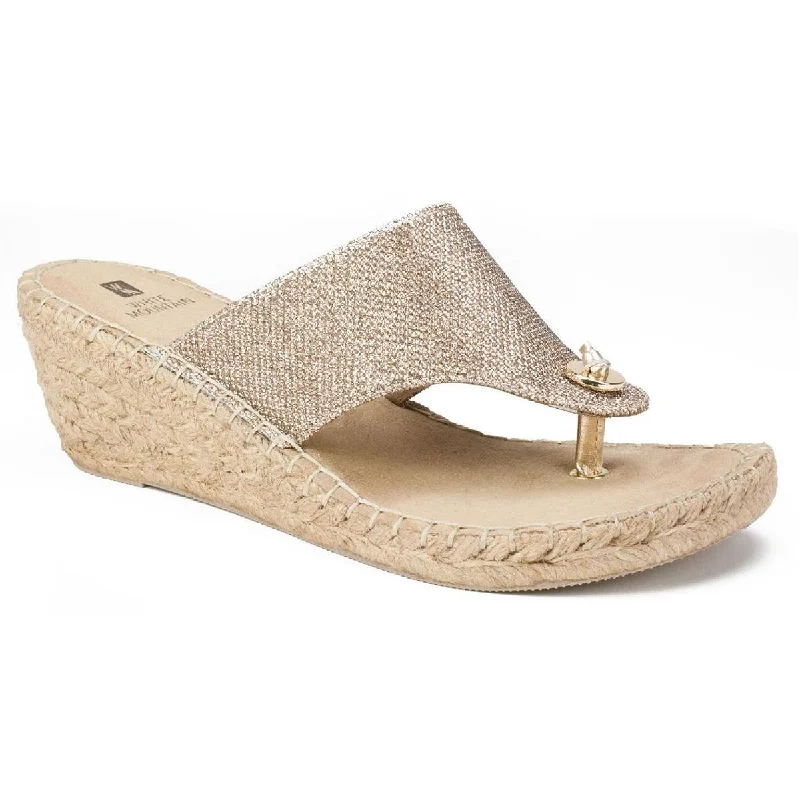 Women's Cork - Soled Espadrille Sandals with a Rope - Trimmed Upper in Navy for a Summer VibeWomen's Cork - Soled Espadrille Sandals with a Rope - Trimmed Upper in Navy for a Summer VibeWhite Mountain Womens Beachball Cushioned Footbed Canvas Wedge Sandals