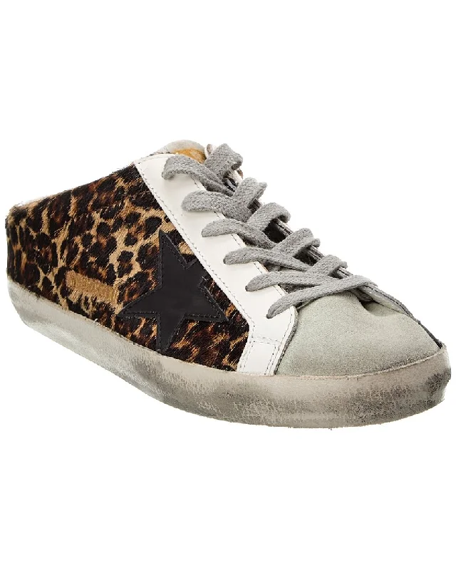 Foldable Women's Travel Sneakers for Compact Storage in LuggageGolden Goose Superstar Sabot Haircalf & Leather Sneaker