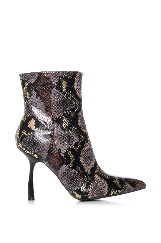 Plus Size Women's Snake Print Knee - High Boots in Brown for a Fashion - Forward StatementAZALEA WANG ALCMENE SNAKESKIN BOOTIE IN MULTI