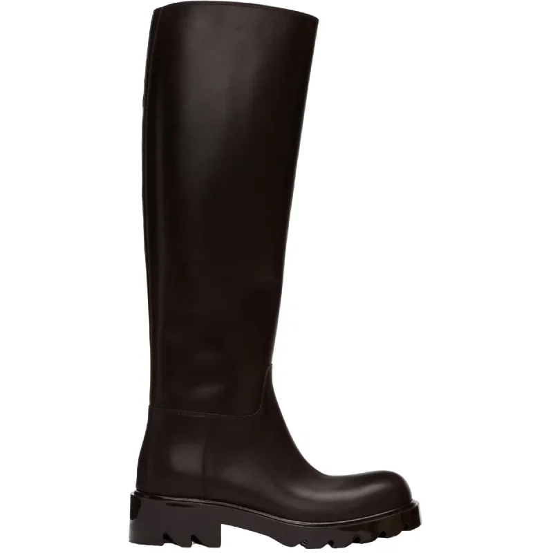 Women's Knee - High Lace - Up Boots in Brown with Buckle Accents for a Western VibeBottega Veneta Strut High Boots