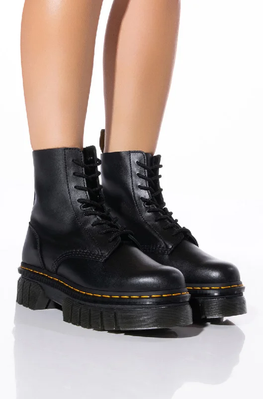 Women's Knee - High Leather Riding Boots in Black for a Classic Equestrian LookDR MARTENS AUDRICK 8 EYE BOOT NAPPA LUX