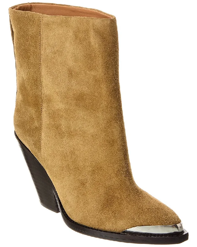 Women's Fur - Trimmed Snow Boots in White for a Stylish and Practical Winter ChoiceIsabel Marant Ladel Suede Bootie