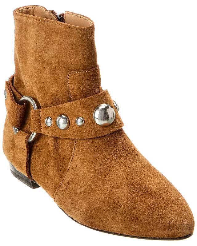 Women's Ankle Booties with Faux Leather and Furry Cuffs in Tan for a Cute and Warm StyleIsabel Marant Siago Suede Bootie