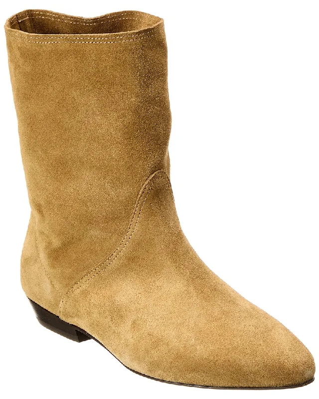 Women's Lace - Trimmed Knee - High Boots in Ivory for a Feminine and Elegant EnsembleIsabel Marant Slaine Suede Bootie