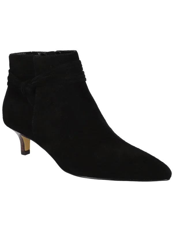 Women's Wedge - Heeled Ankle Boots in Navy Blue for a Comfortable and Trendy OptionJani Womens Suede Pointed Toe Booties