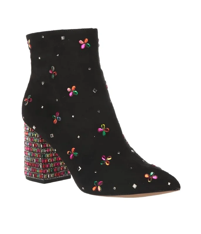 Women's Lace - Trimmed Knee - High Boots in Ivory for a Feminine and Elegant EnsembleJosie Rhinestone Ankle Boots In Multi