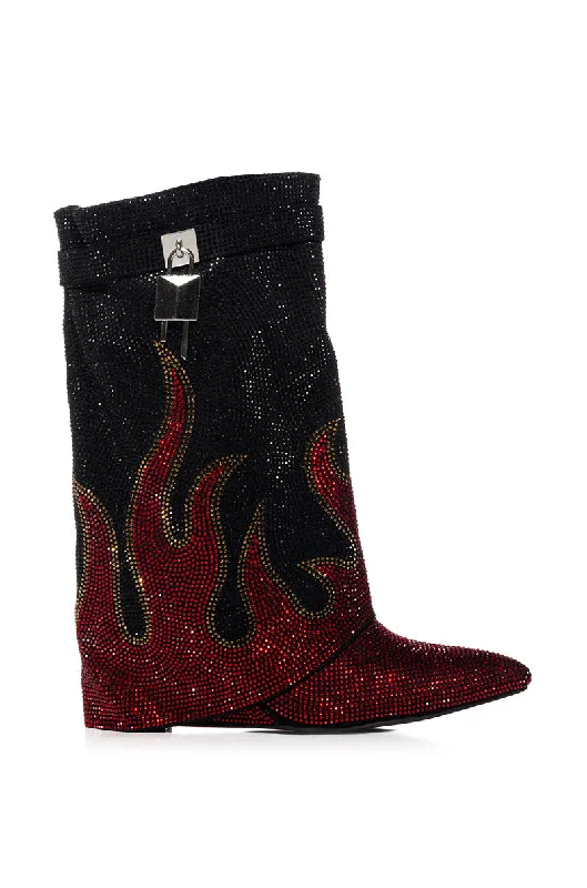 Women's Glitter - Embellished Ankle Boots in Gold for a Sparkly Party LookKIELA EMBELLISHED FLAME BOOTIE