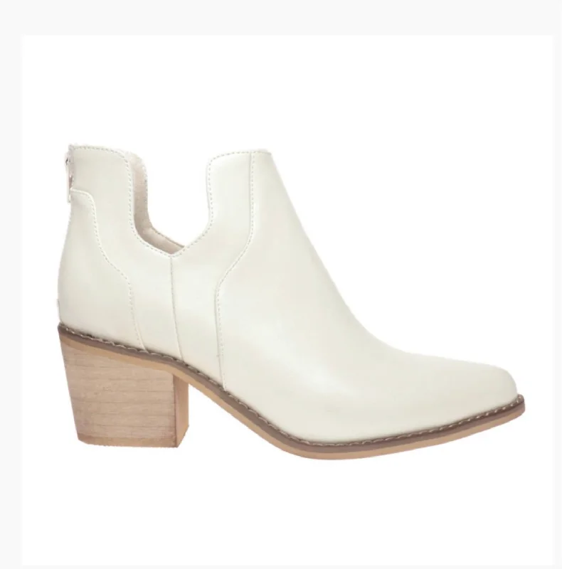 Women's Ankle Booties with Faux Leather and Furry Cuffs in Tan for a Cute and Warm StylePep Step Ankle Booties In Cream