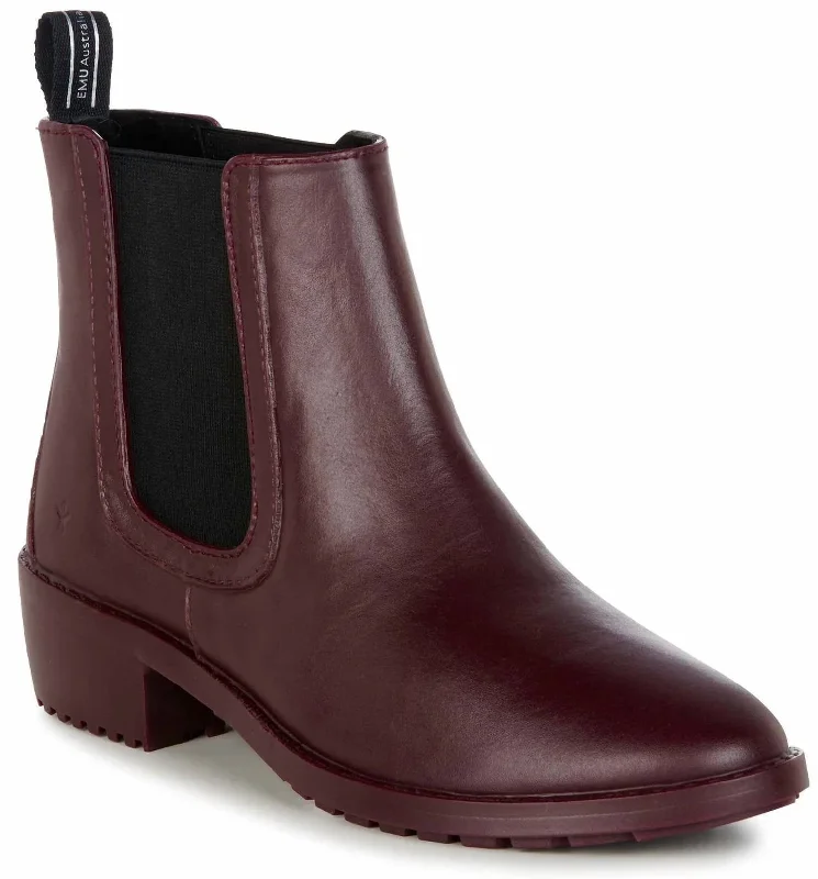 Plus Size Women's Faux Fur - Lined Ankle Boots in Chestnut for Cozy Winter WearWomen's Ellin Rainboot In Red Wine