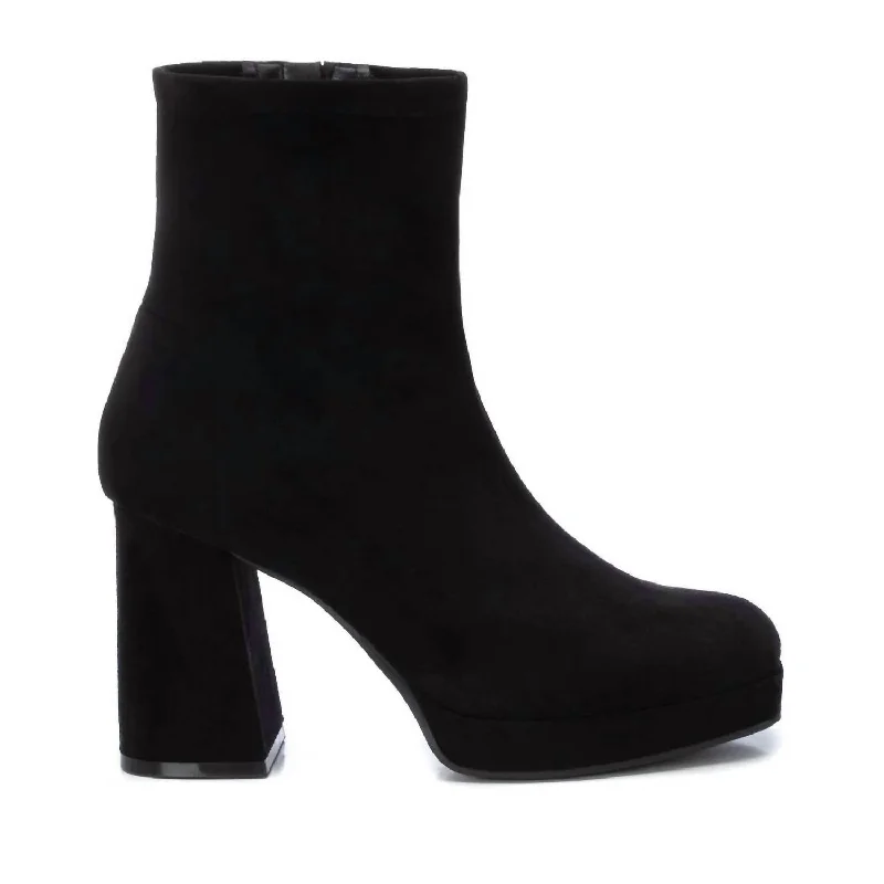 Women's Lace - Trimmed Knee - High Boots in Ivory for a Feminine and Elegant EnsembleWomen's Heeled Booties In Black