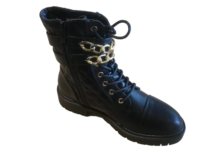 Women's Wedge - Heeled Ankle Boots in Navy Blue for a Comfortable and Trendy OptionWomen's High Top Boot In Black