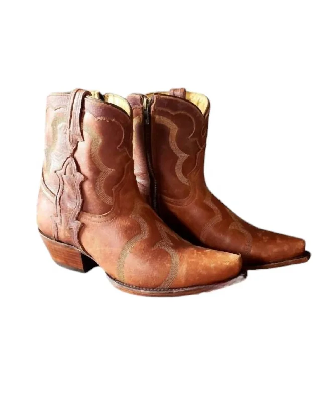 Women's Ankle Booties with Faux Leather and Furry Cuffs in Tan for a Cute and Warm StyleWomen's Lorrie Boots In Brown