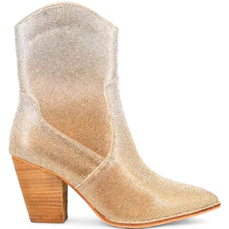 Women's Platform Chelsea Boots in Black for a Modern and Fashion - Forward AppearanceWomen's Selfie Rhinestone Bootie In Gold Ombre