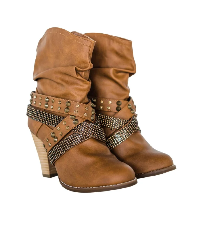 Women's Knee - High Lace - Up Boots in Brown with Buckle Accents for a Western VibeWomen's Short Change Booties In Tan