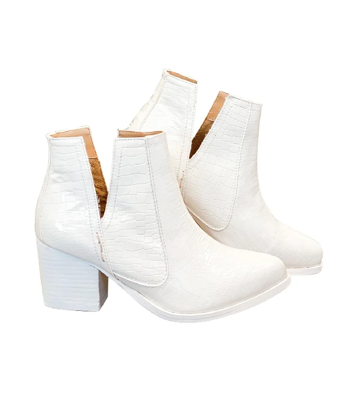 Women's Over - the - Knee Suede Boots in Taupe for a Stylish and Sophisticated OutfitWomen's Tarim Bootie In White Croc